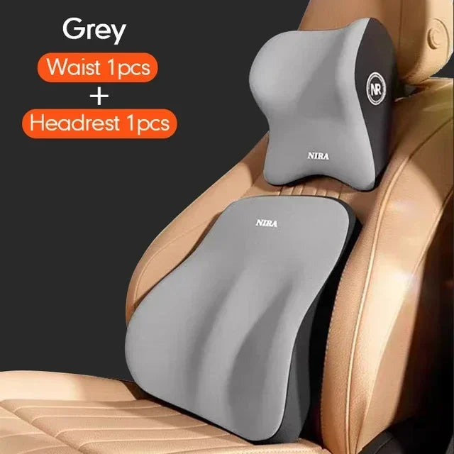 Nueva almohada de apoyo lumbar para coche de espuma viscoelástica, almohada de cuello para automóvil, soporte de cintura, respaldo extraíble lavable, cojín universal para vehículo
