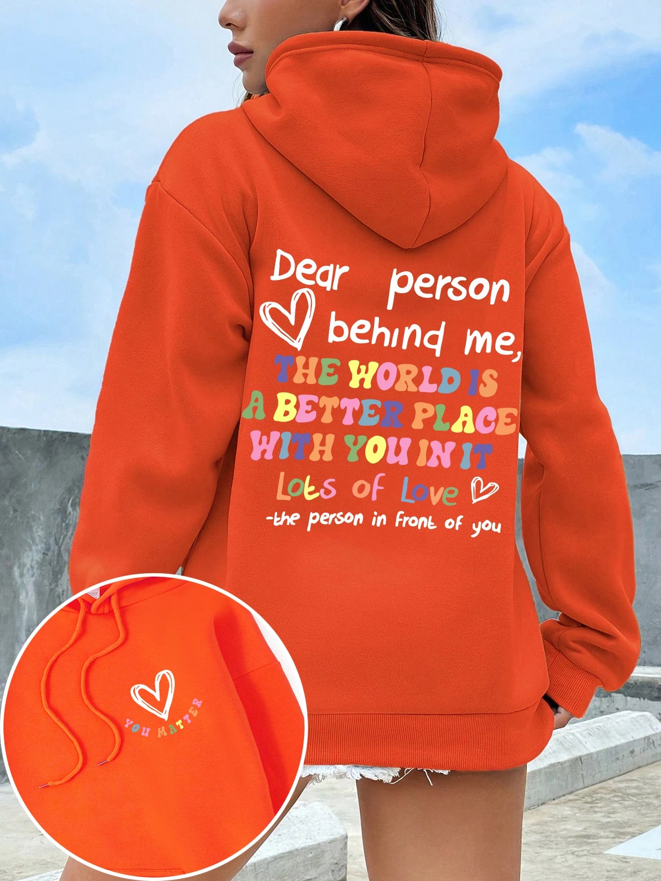 Dear Person Behind Me Hoodie Women Colored Letters Warm Fleece Woman Hoody Fur-liner Spring Autumn Hoodies Y2K Casual Tops