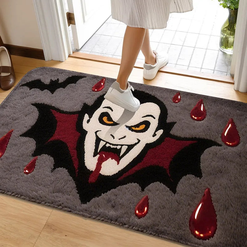 Drip blood element door mat, bedroom anti slip foot mat, shower room small carpet, absorbent foot mat, machine washable