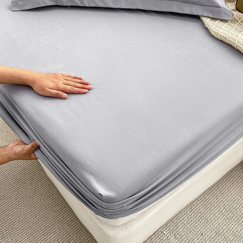 Double Bed Sheets Couple Elastic Fitted Sheet  Microfiber  Ultra-Soft Hotel Luxury Mattresses cover Queen single king Size