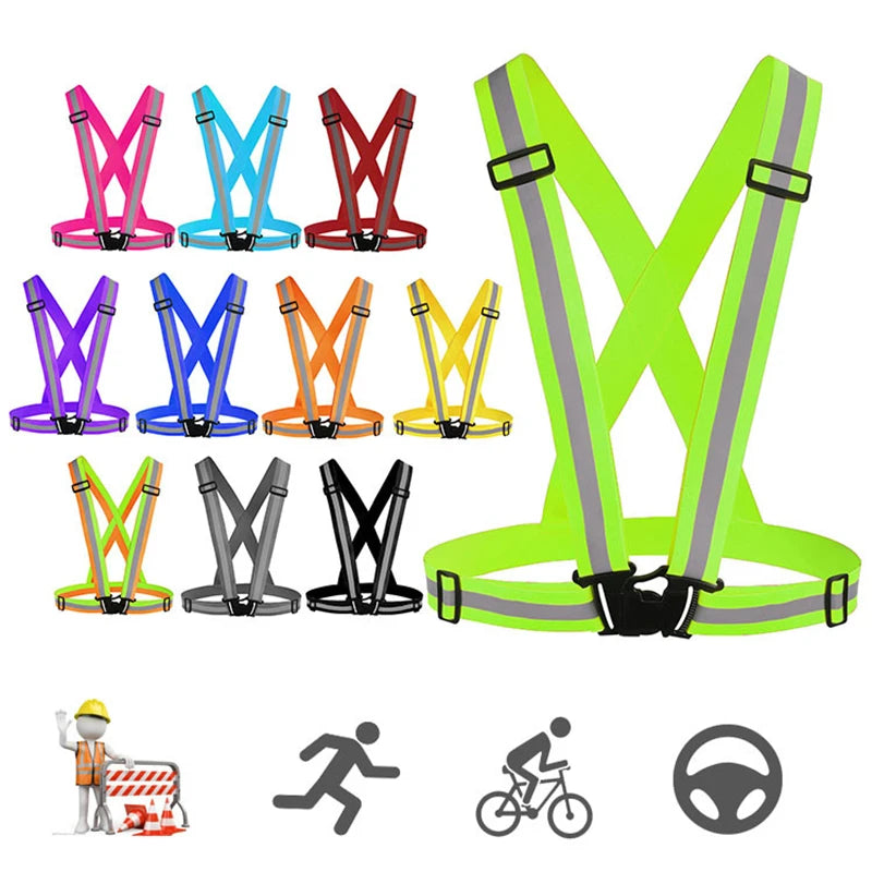 2/1PC Outdoor Night Walking Safety Vests Highlight Adjustable Lightweight Reflective Vest Biking Safety Strap Waterproof Running