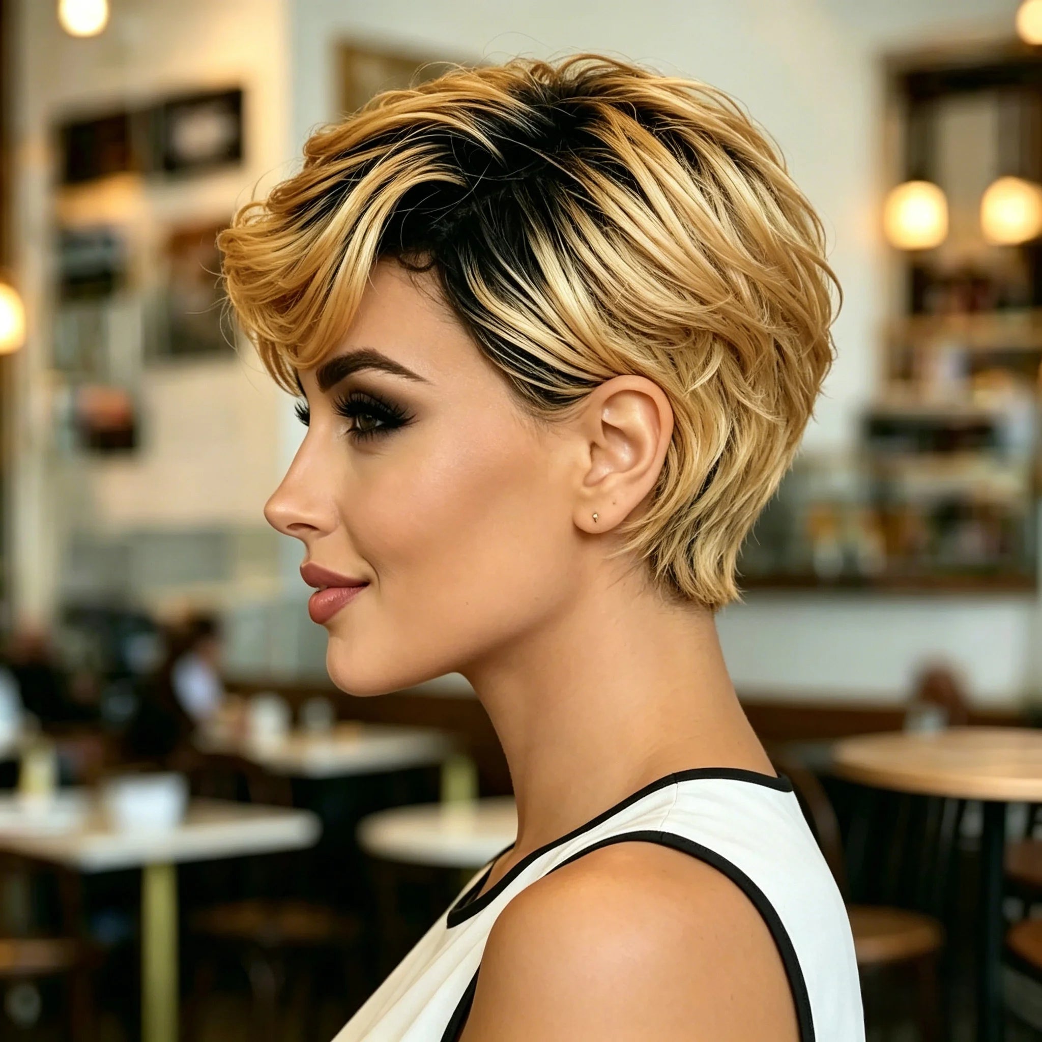 1B30 Pixie Cut Wig Brazilian Human Hair Short Wigs for Women for Daily Use Full Machine Made Wig For Women