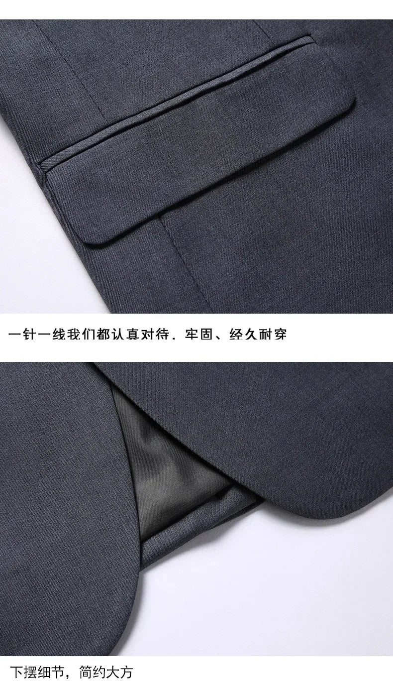 Suit (Blazer+ Vest + Pants) Men's Fashion Business Fit Wedding Professional Casual Single Breasted Gentleman Groom Dress Suit