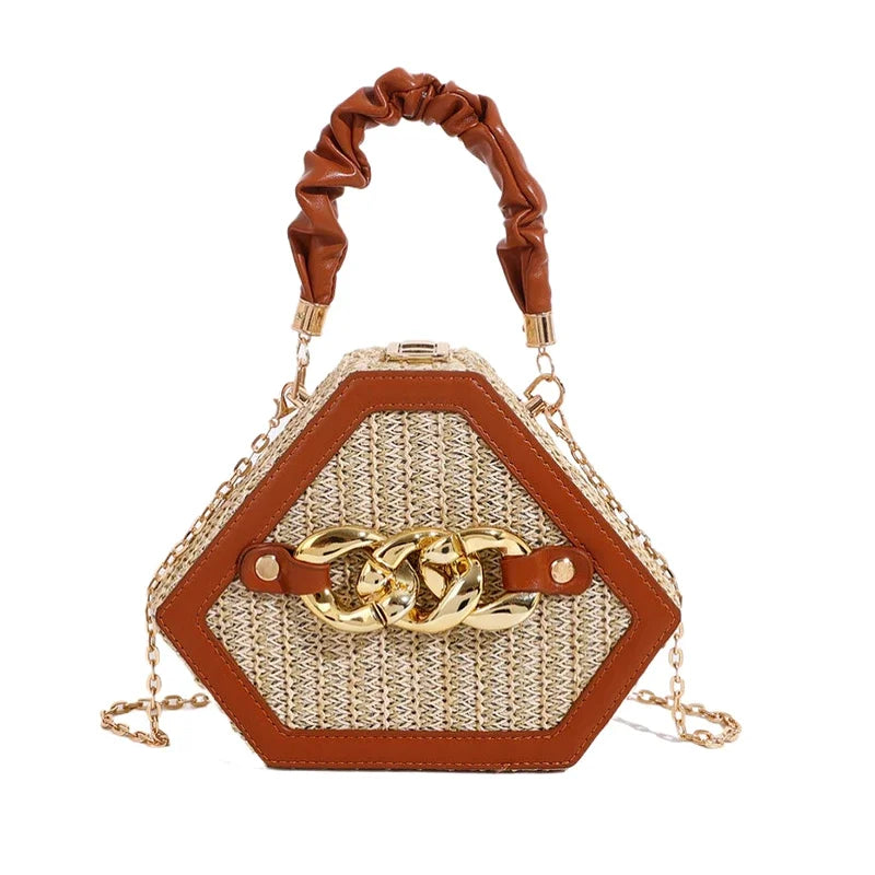 Straw Chain Shoulder Bag