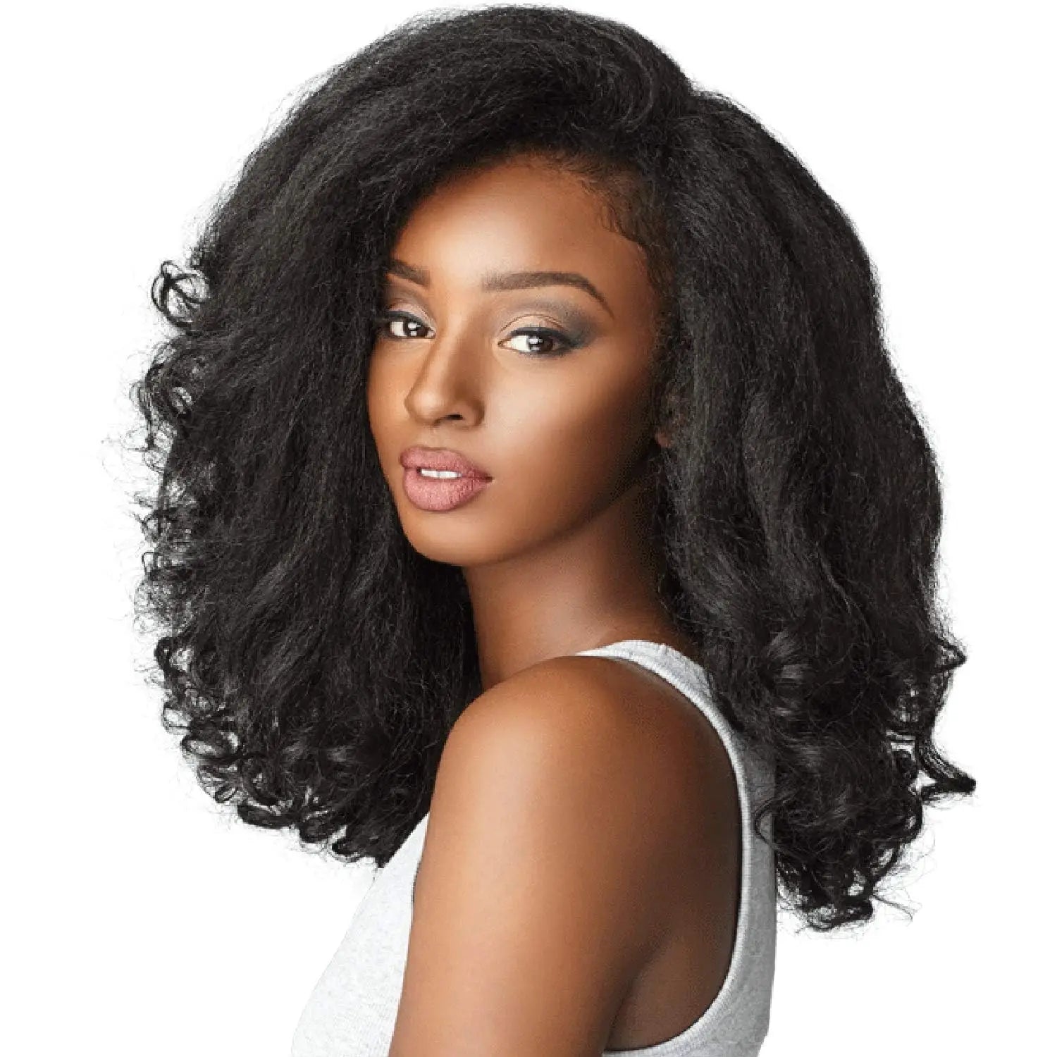 Media Peluca Rizos Pelo Humano Sin Pegamento Peluca Lista para Usar 4C Afro Rizado Kinky Peluca con Diadema 3 EN 1 Media Peluca Flip Over con Clips