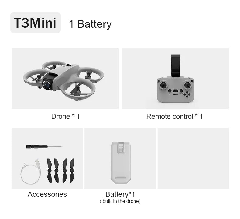Minidron T3 RC con cámara dual HD 4K, transmisión en tiempo real FPV WiFi 5G, cuadricóptero con giro de 360° para niños y adultos, regalo de juguete