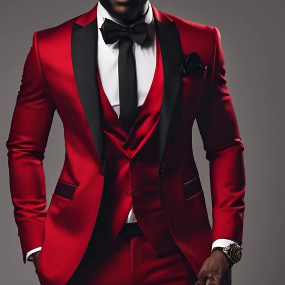 Luxury 3 Piece Jacket Pants Vest Male Clothing Slim Fit Costume Homme Blazer Wedding Groomsmen Men Suits Clothing