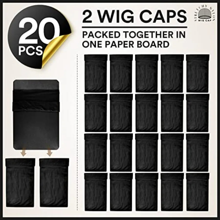 Teenitor Wig Cap, Wig Cap 20 Pieces Wig Caps, Stocking Caps for Men, Stretchy Nylon Wig Stocking Caps for Women Wave Cap for Me