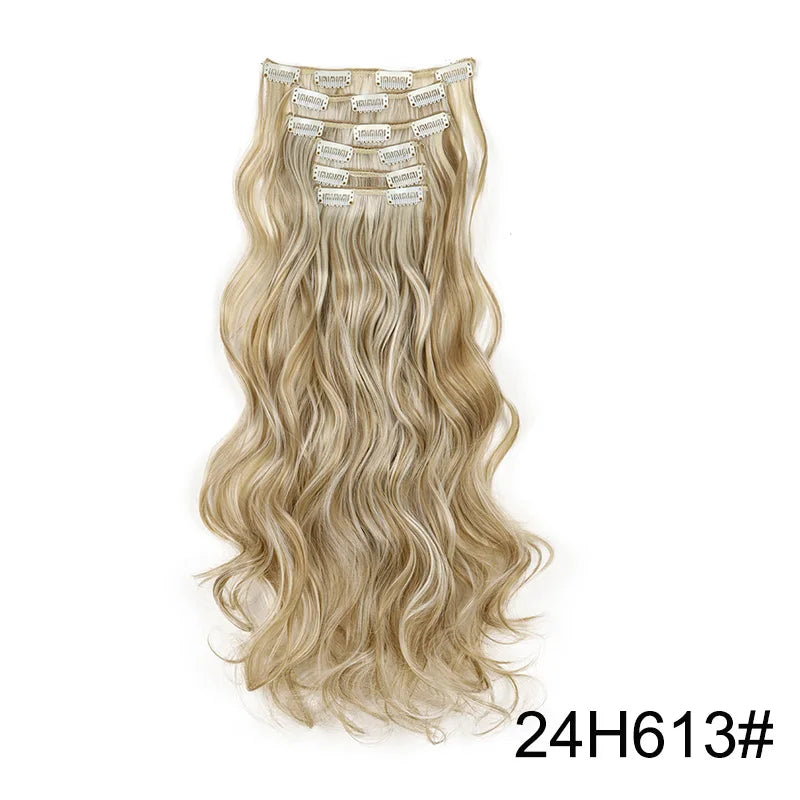 24" Long Curly Clip-In Hair Extensions – Soft, Ombre & Heat-Resistant