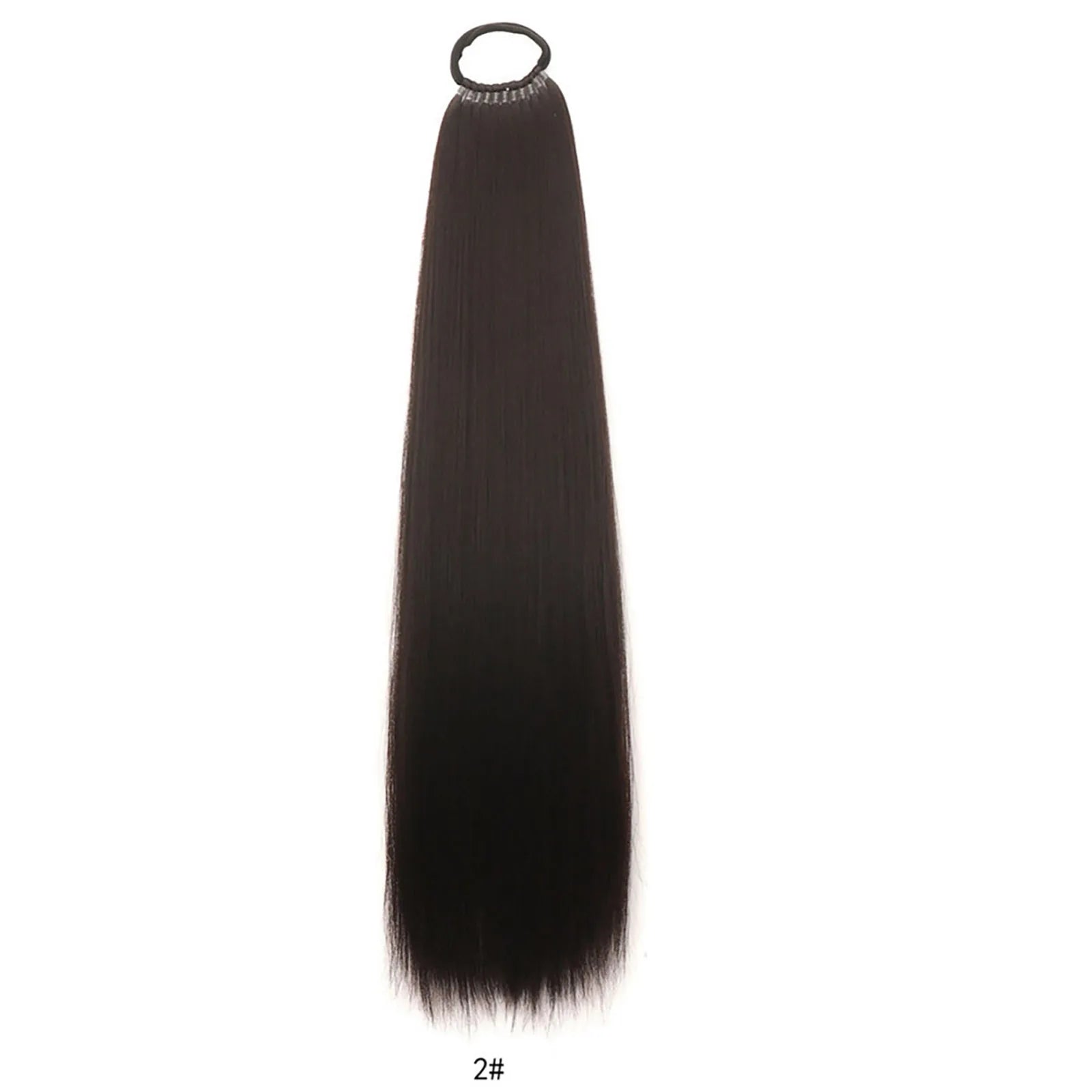 Synthetic Ponytail Hair Extension Long Yaki Straight Hair Ponytails With Ring Black Afro Fluffy Woman's Haipieces