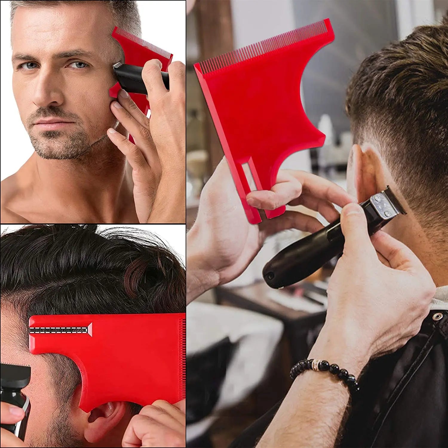 Haircut Kit Beard Hair Goatee Neckline Shaving Template Hairline Beard Shaping Tool Hair Cutting Grooming Kit Barber Supplies