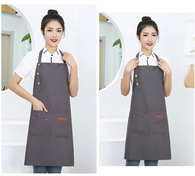 New Fashion Kitchen Aprons for Woman Men Chef Work Apron for Grill Restaurant Bar Shop Cafes Beauty Nails Studios Uniform