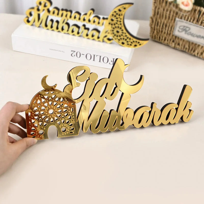 Ramadan Mubarak Acrylic Ornament Eid Mubarak Ramadan Kareem Decoration for Home Islamic Muslim Party Decor Eid Al Adha Gift