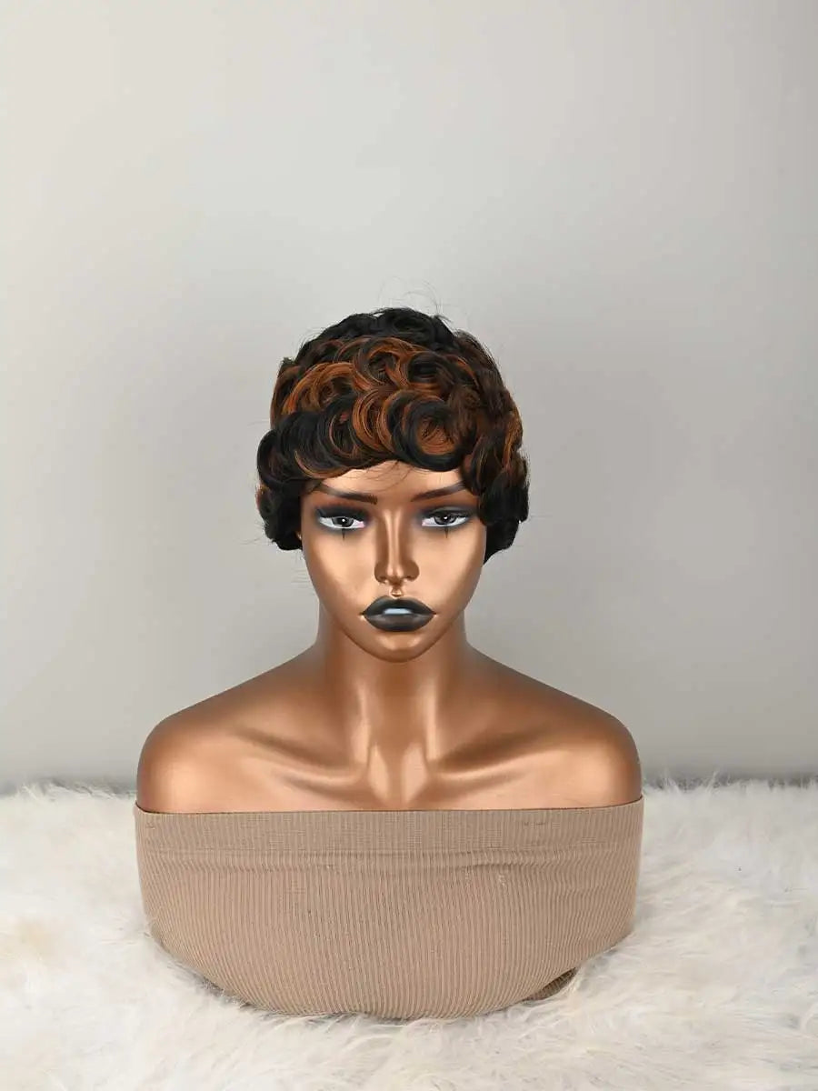 Short Pixie Wigs Short Curly Pixie Wigs Synthetic Wigs Natural Wavy Pixie Cut Wig Short Curly Layered Pixie Wig