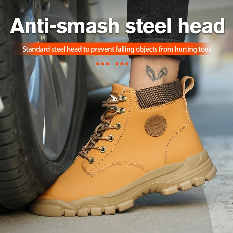 Zapatos de seguridad con puntera de acero para hombres y mujeres, ligeros, anticaída, zapatillas con puntera de acero, botas de trabajo indestructibles, calzado de seguridad para construcción