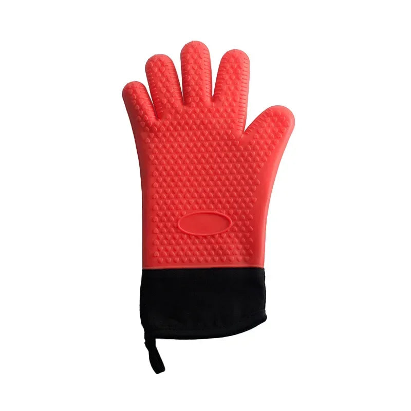 Heat Resistant Oven Gloves for Microwave, Flexible Double Layer Baking Gloves with Silicone and Cotton Kitchen Mitts