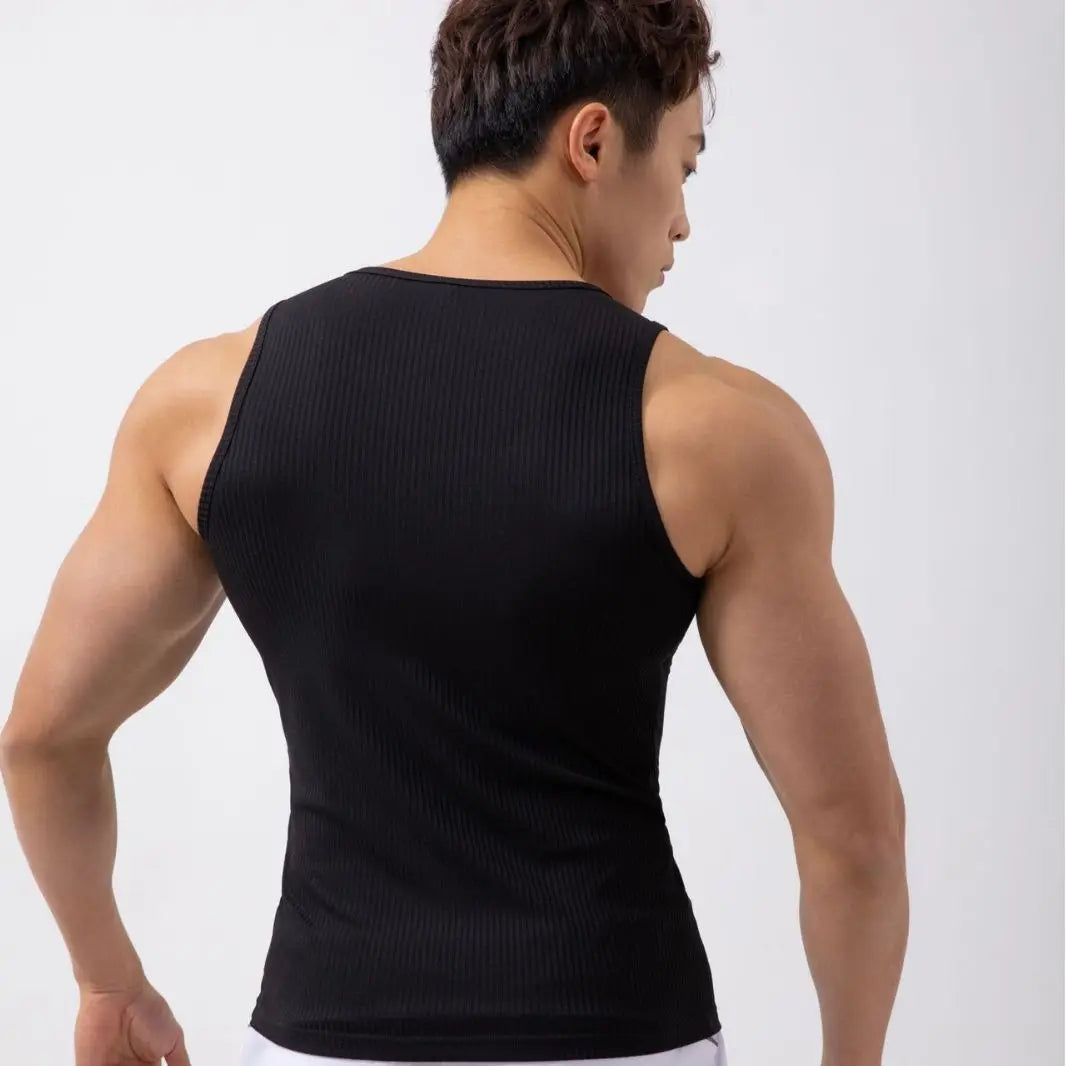 Men's Vest Sports Sleeveless Slim Elastic Sweat Fitness Summer Quick-drying Vest Sleeveless Base Outdoor Running Breathable