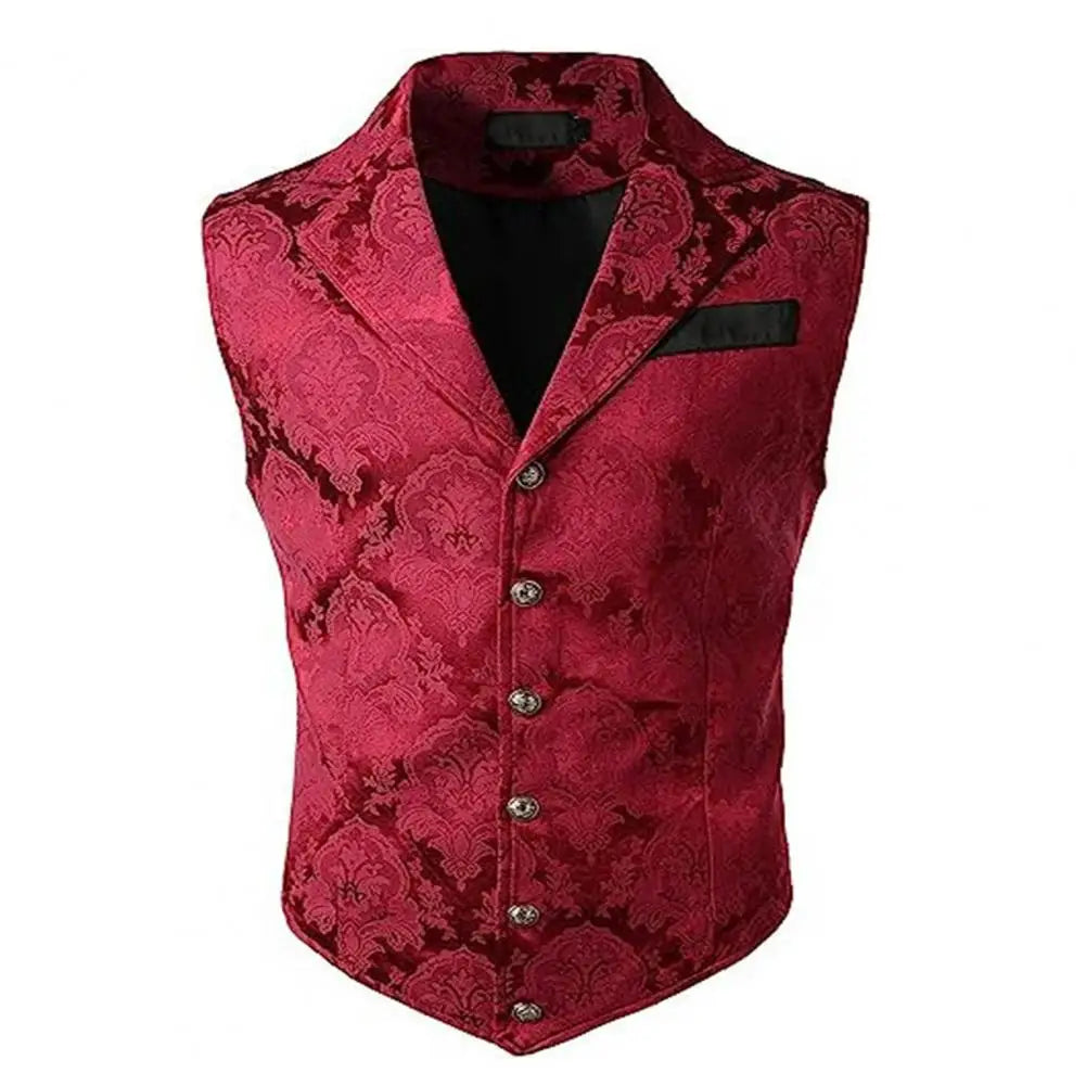 Men Suit Vest V neck Printed Pattern Groom Wedding Waistcoat Sleek Men Suit Vest Formal Dress Jacket Waistcoat Workwear