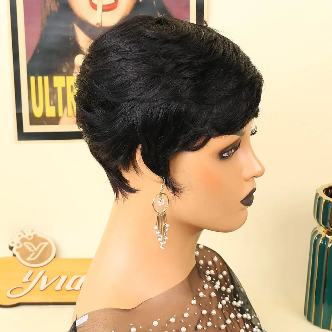 Pixie Cut Wig  for Black Women Summer Short Glueless  Synthetic Short Pixie Cut Wigs Boy