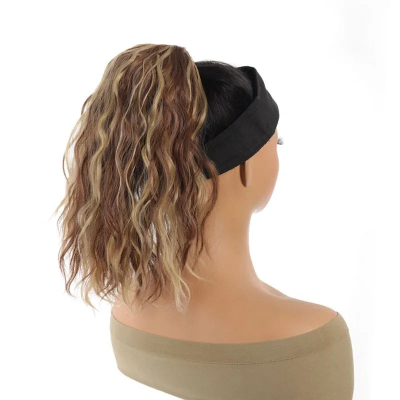 European and American ponytail synthetic chemical fiber wig ponytail women's short drawstring ponytail wool curly hair