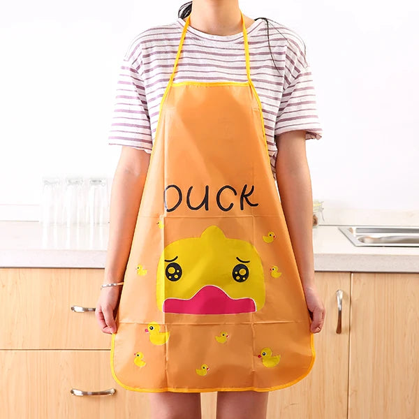 Women Cartoon Fruits Waterproof PVC Apron Kitchen Restaurant Cooking Bib Aprons