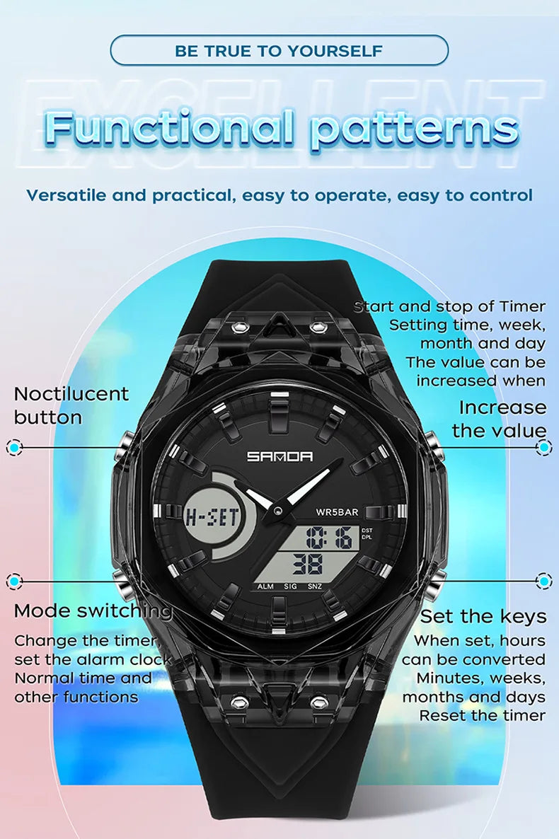 Men Sports Digital Watches  Top Brand Luxury Men Quartz Wrist Watches For Male Clock Dual Display Multifunction Wristwatch