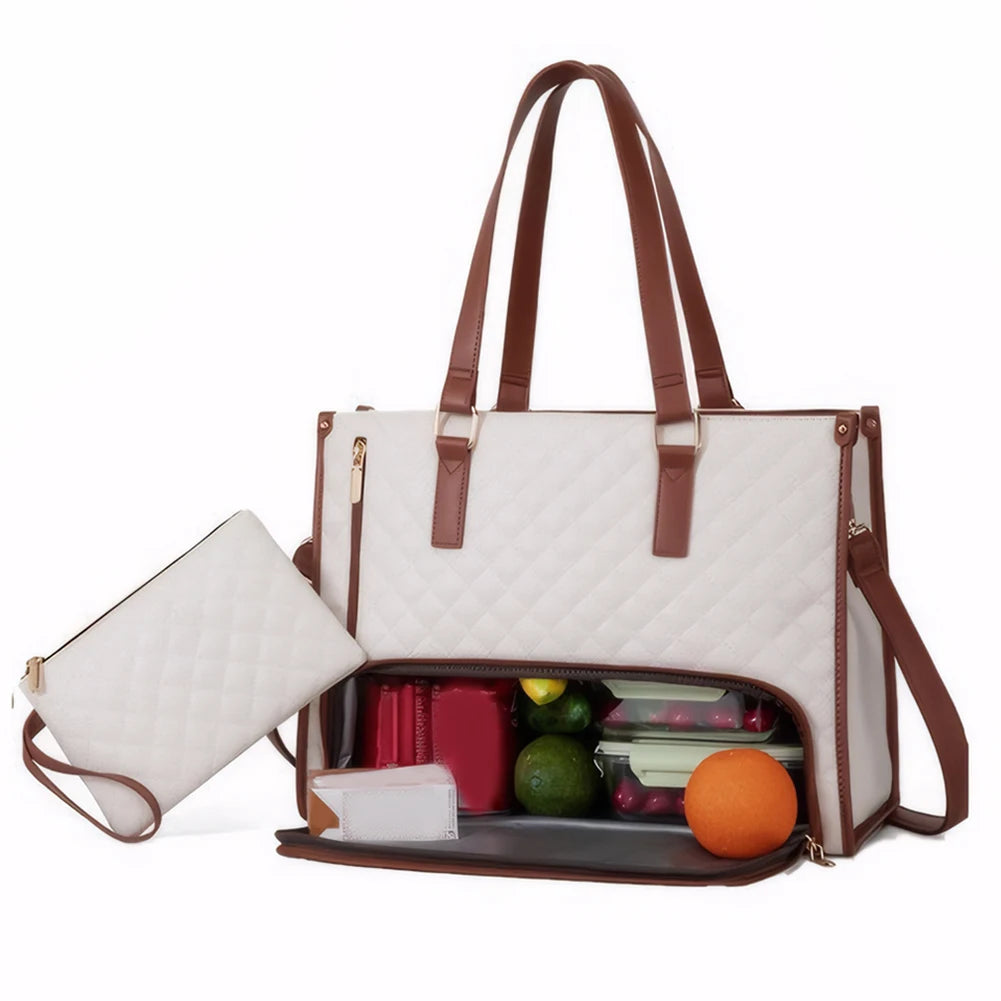 2-in-1 Lunch Tote Bag Laptop Bag with Purse Multi-Function Business Lunch Bag Lunch Box Handbag for Work Office Camping Picnic
