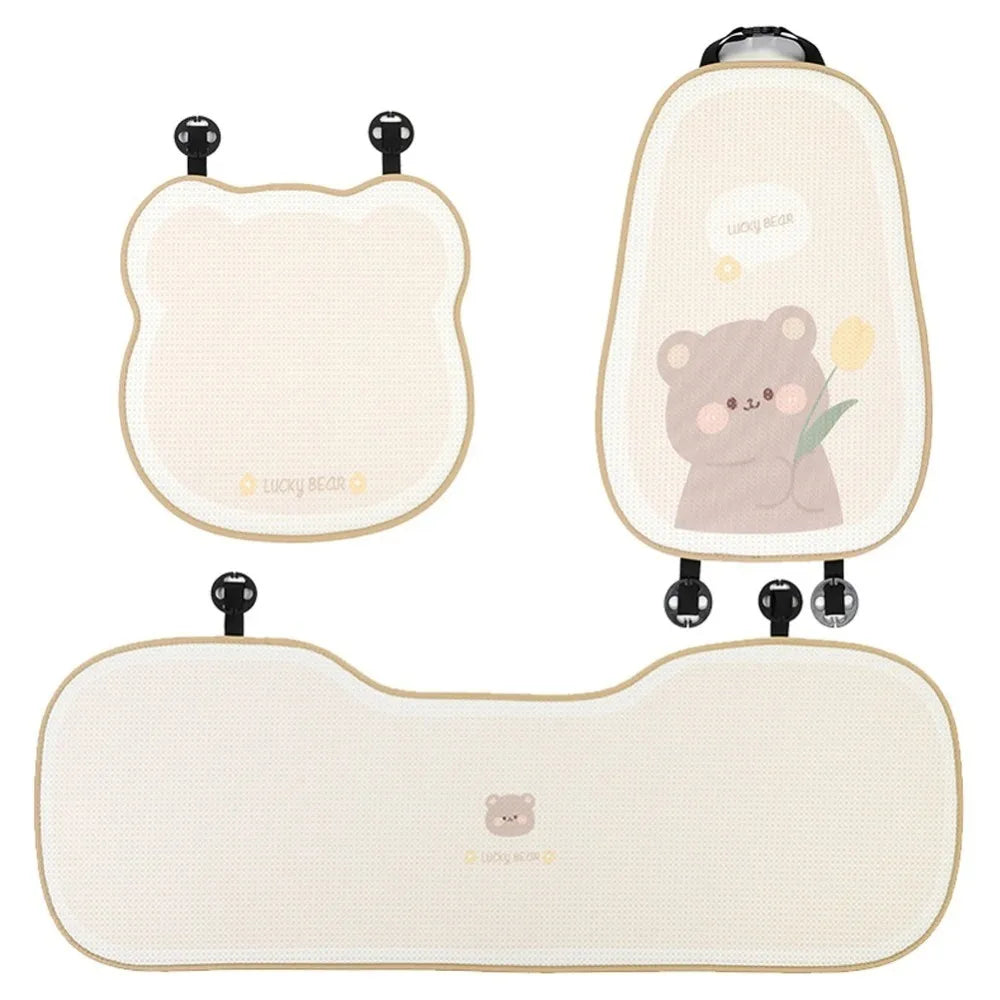 Bear Cartoon Bear Car Seat Cushion Protector Mat Breathable Summer Breathable Seat Pad Honeycomb Dust Proof Car Ice Silk Cushion