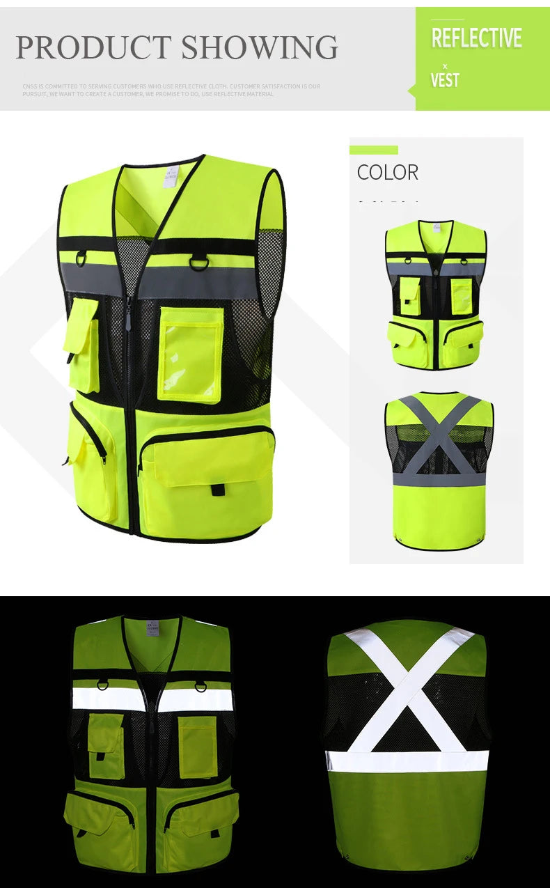 Workwear Vest with Multi Functional Pockets Working Vest for Men Construction Building Work Waistcoats