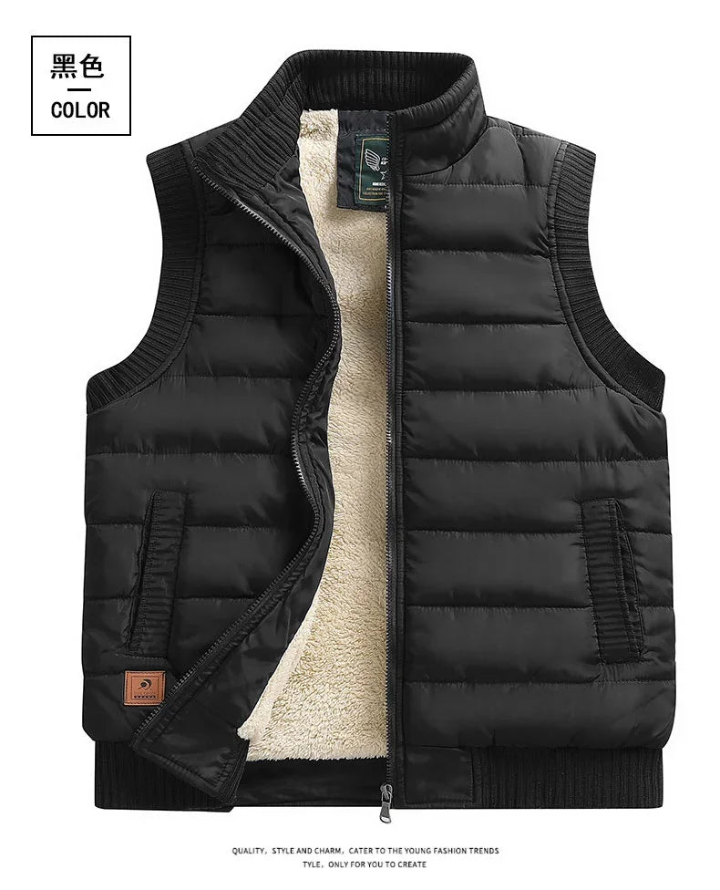 Men's Vest Lightweight Padded Thickening Vests Sleeveless Fleece Jackets Men Winter Warm Coat Waistcoat Plus Size 6xl Outdoor