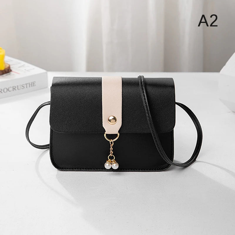 Pearl Pendant Fashion Small Shoulder Bags for Women PU Leather Crossbody Phone Messenger Bag Handbag Pouch Purses and Handbags