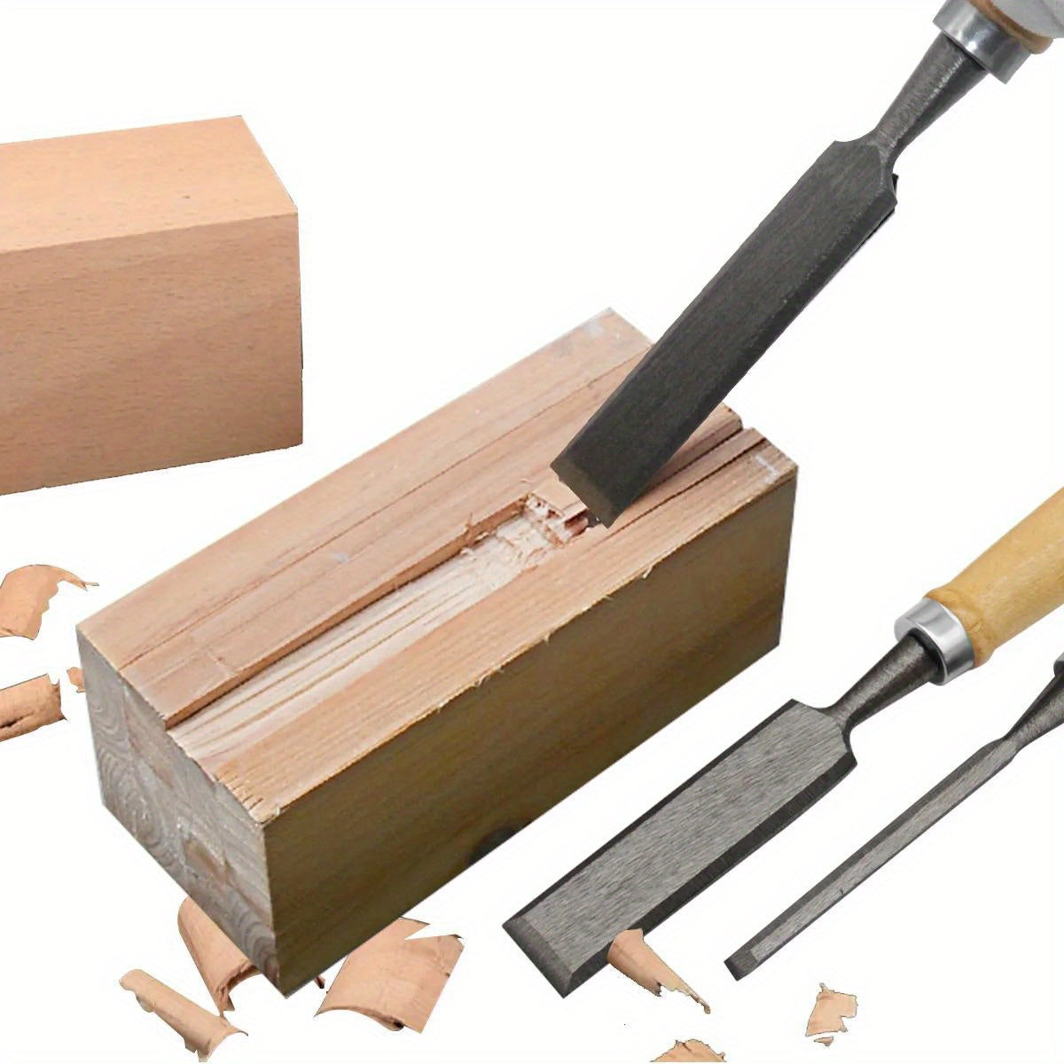 Juego de 4 cinceles para tallar madera de 8/12/16/20 mm, profesional para carpintería con herramientas ergonómicas para tallar madera, herramientas auxiliares de bricolaje