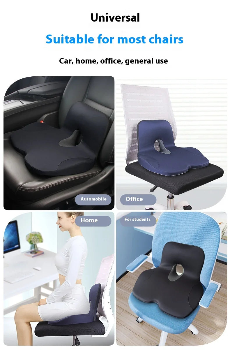 Memory Foam Seat Cushion Waist Back Support Pillow Set Orthopedic Ergonomic Coccyx Relief Hip Lumbar Pad for Office Chair Car