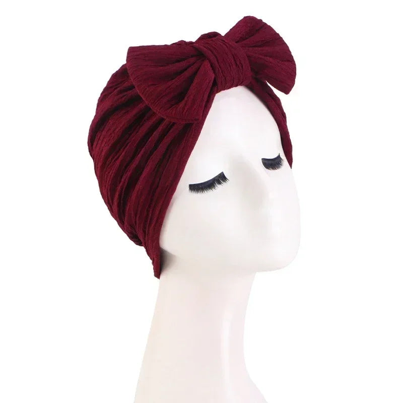 Sombrero turbante indio nuevo con nudo y lazo para mujer, hijab musulmán, pañuelo africano para la cabeza, gorro, gorro para pérdida de cabello, gorro de quimioterapia, pañuelos para la cabeza