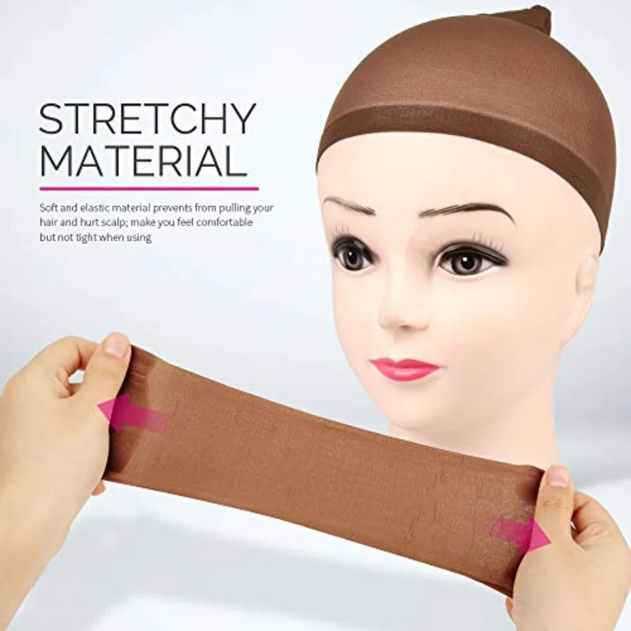 Wig Cap, 4 pieces Dark Brown Stocking s Stretchy s for Women