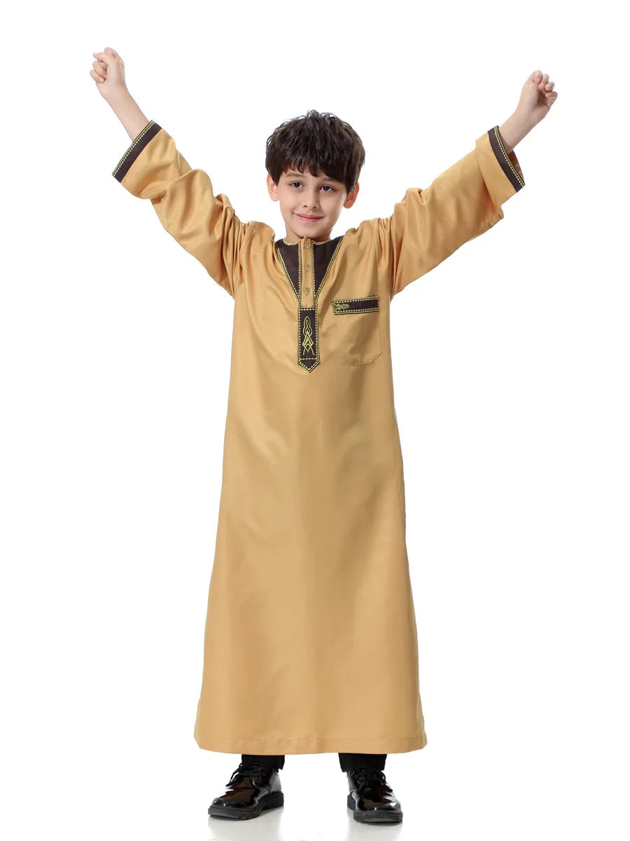 2025 Fashion Muslim Teenager Clothing Islam Men Summer Winter Eid Ramadan Prayer High Quality Elengance Party Boy's Robe Caftan