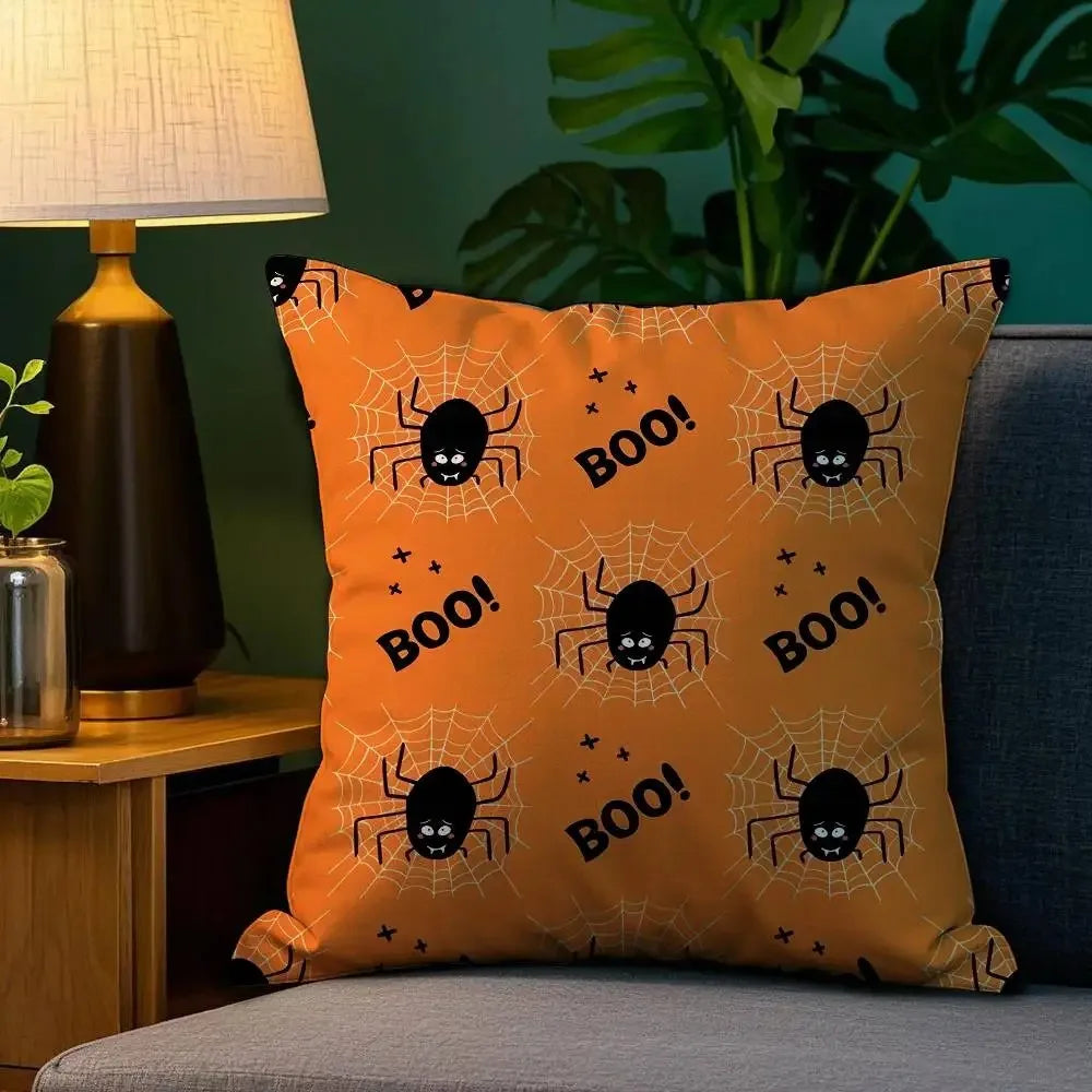 Halloween Horror Spider Web Printed Cushion Cover Sofa Decoration Home Printing Cute Cushion Cover Halloween Party Decoration
