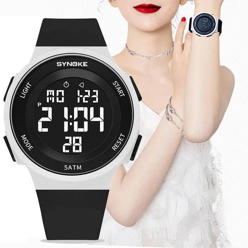 SYNOKE Women's Watch Digital Women Dress 50M Waterproof Stopwatch Sports Luminous Multifunction LED Electronic Wrist Watch Lady