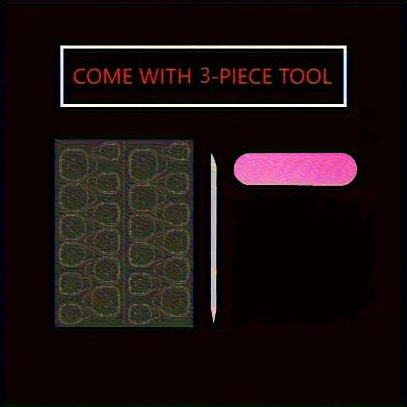 10pcs Handmade Press-On Nails Set –  Full-Cover False Nail Tips with Tool Kit, Reusable DIY Acrylic Nail Art for Women & Girls
