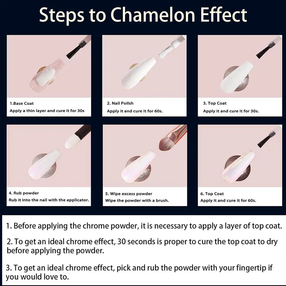 1jar Purple Color Shift Chrome Nail Powder Chameleon Metallic Mirror Effect Nail Fine Dust Manicure Rubbing Pigment Dust 0.3g R4