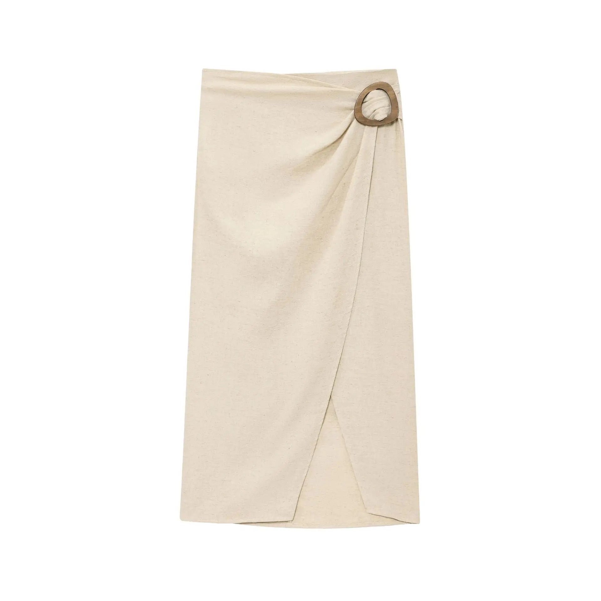 New Women's Suit Summer Suit Casual Simple Multifunctional Pleated Lapel Sleeveless Short Top Paired with Buckle Slit Skirt