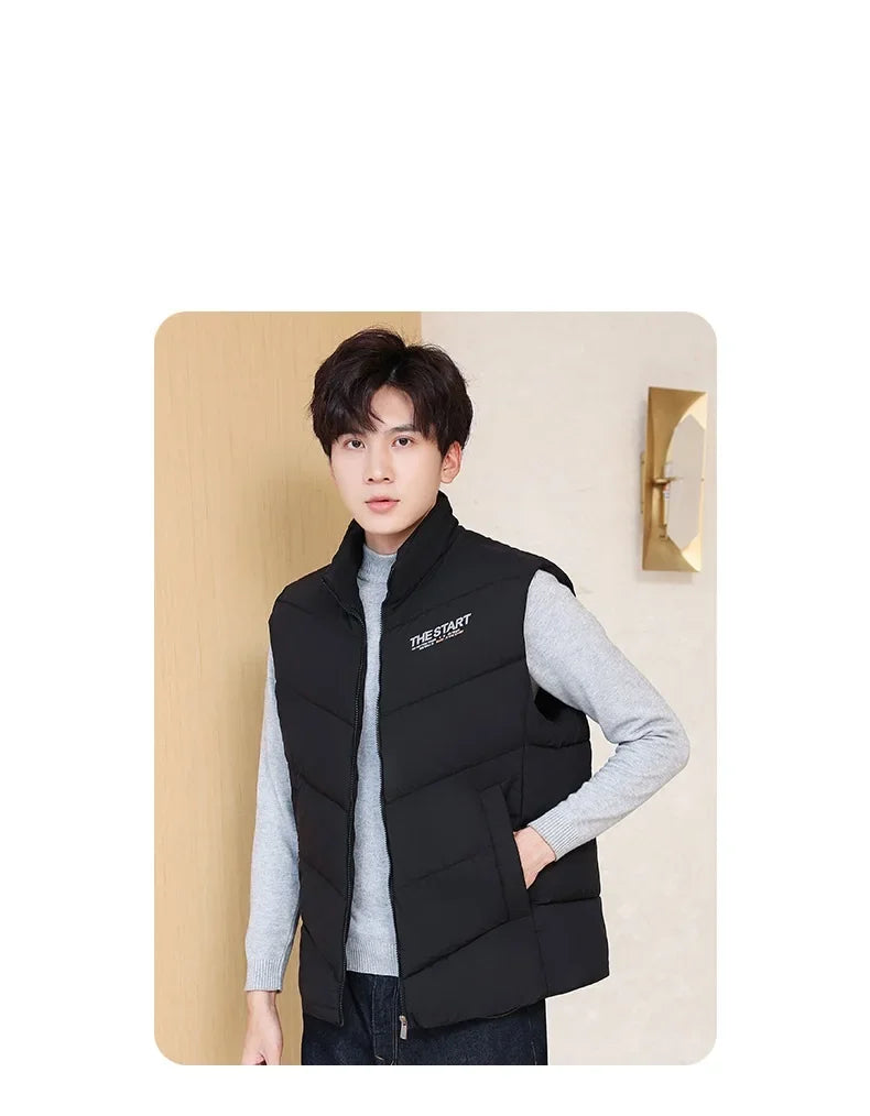 Vest Jacket Men Cotton Padded Jackets Men Clothing Autumn Winter Warm Sleeveless Jackets Men Waist Coats 2025 Hip Hop Coats