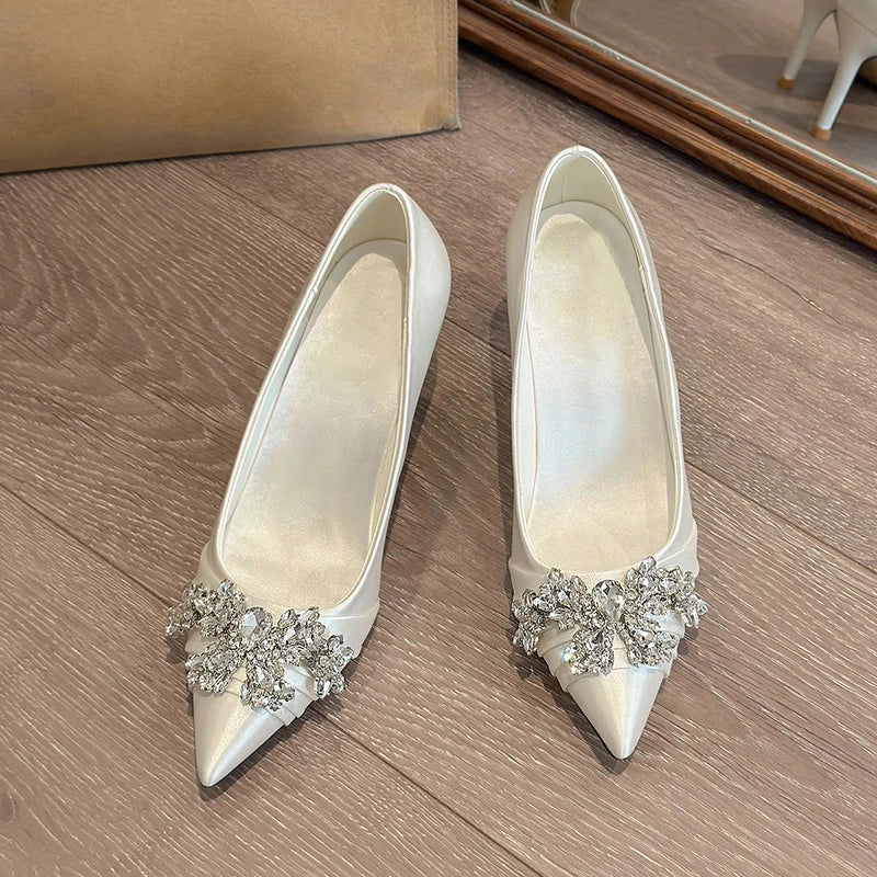 High Heels Pointed Toe Shoes Woman Lace-Up Navy Blue Pumps Sexy Sandals Slip on Shallow Mouth All-Match Footwear Spikes