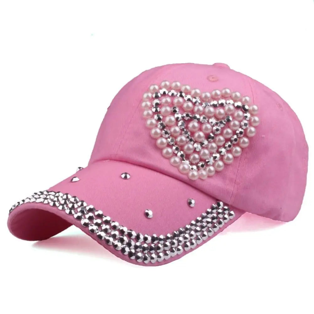 Rhinestone Heart Ponytail Cap