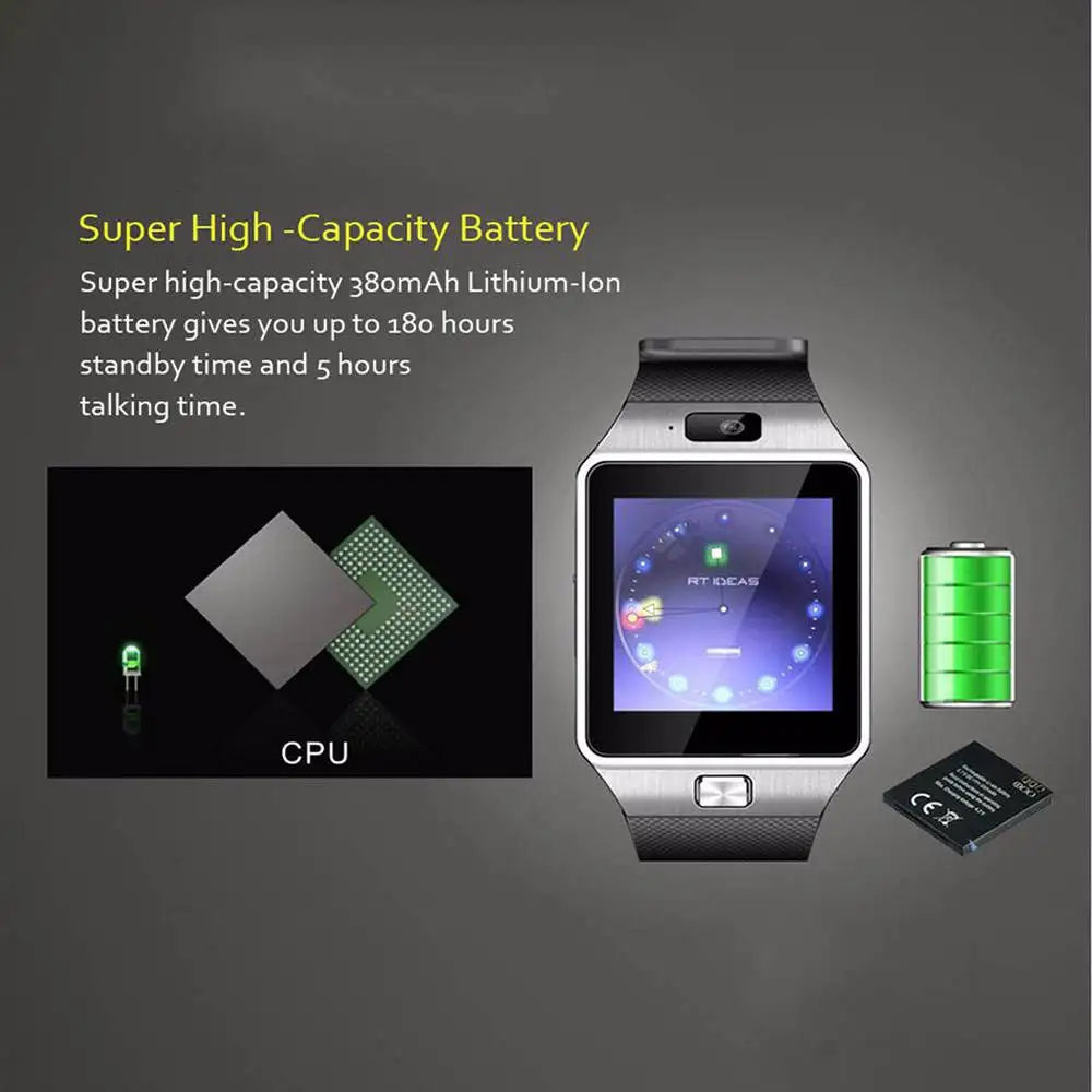 DZ09 Smart Watch IP67 Bluetooth Music Smartwatch Camera With SIM Card Call Smart Watch Men Women Reloj Inteligente For Android