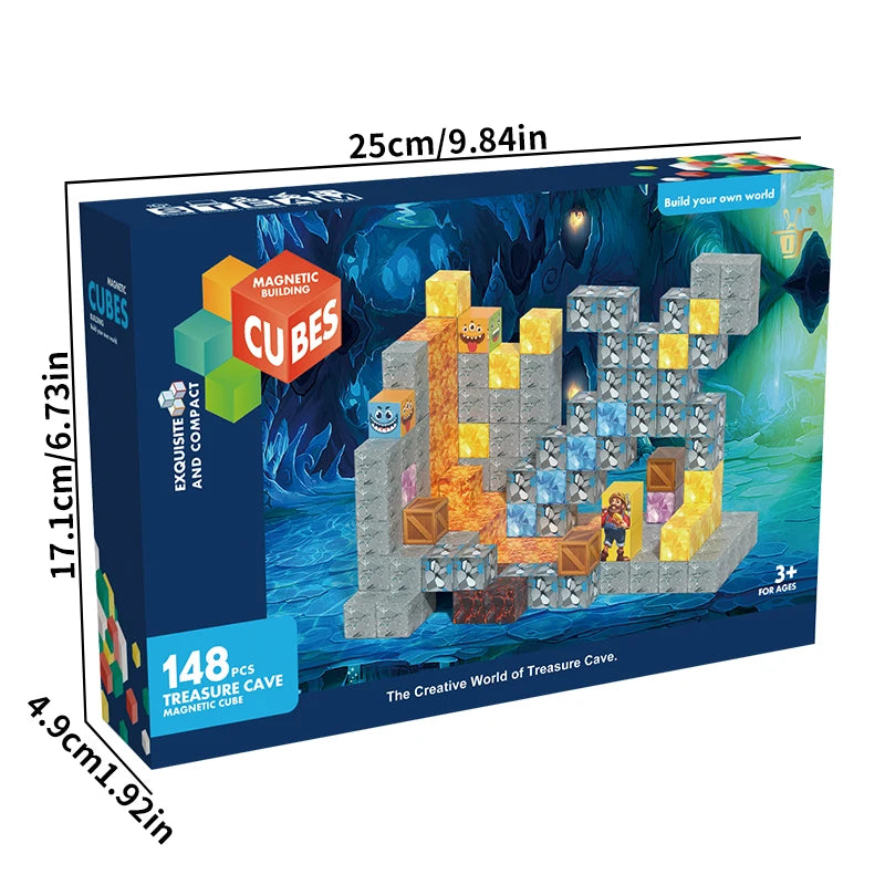 Magnetic building blocks DIY space toys, birthday gifts for boys and girls over 3 years old, easy to assemble and safe design