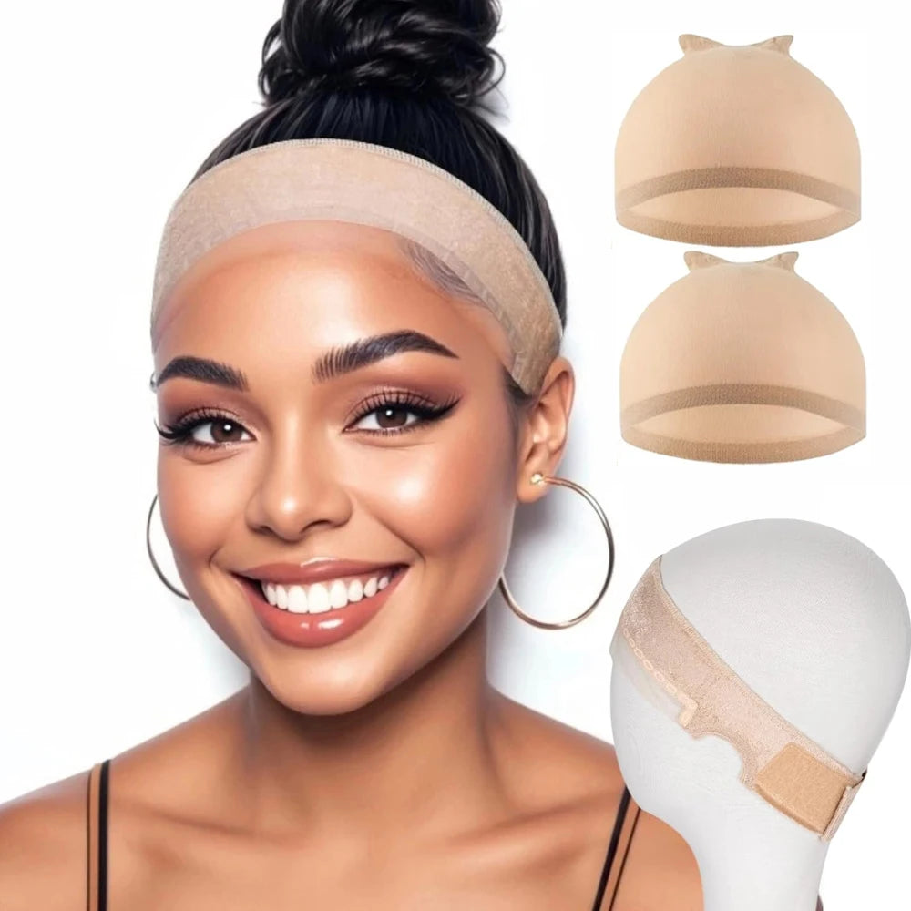 Wig Grip Bands and Dome Mesh Wig Caps for Keeping Wigs in Place Stocking Wig Caps for Women Christmas&Winter Gifts