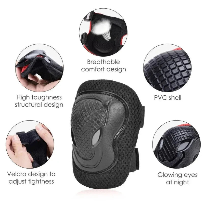 Women Men Elbow Wrist Knee Pads Protective Gear Set Skate Roller Cycling Bike 6pcs set of roller skating ice protection knee pad