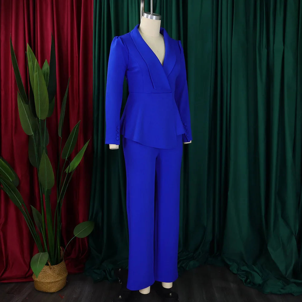 2 Two Piece Wide Leg Pant Suit for Women Formal Pants Set Elegant Wedding Party Dress Office Work Business Outfits Formal Wear
