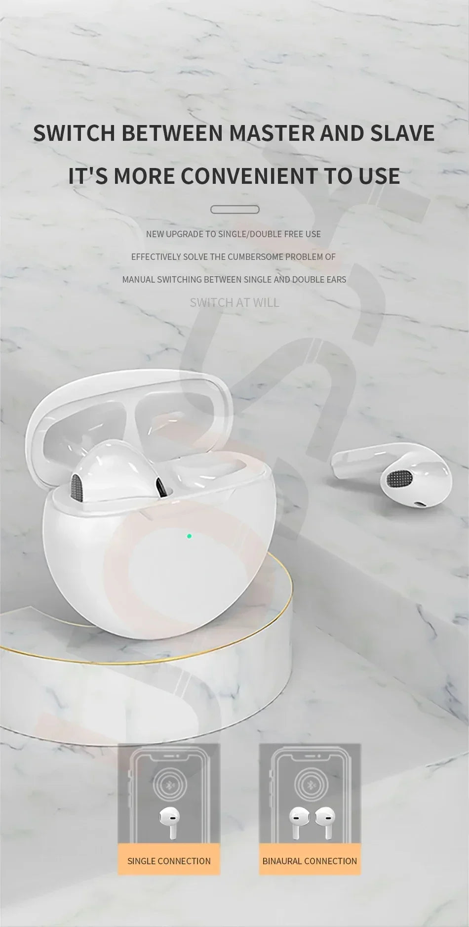 Original Air Pro 6 fone Wireless Bluetooth Earphones In Ear Earbuds Noise Cancelling Pods Headset For Apple iPhone Earphones